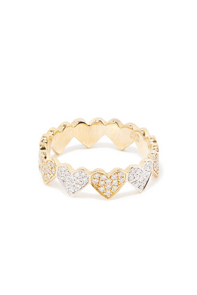 Gold & Pave Diamond Eternity Heart Ring